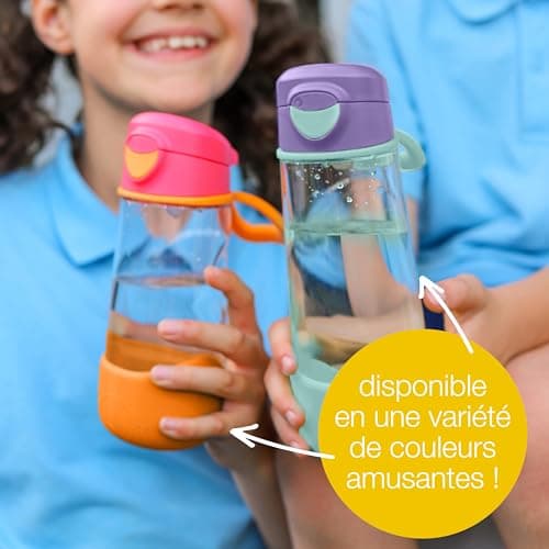 b.box Gourde Sport à Bec | Bouteille d'Eau à Préhension Facile et Couvercle Étanche | Design Moderne et Cool Adapté aux Enfants, Inclinez et Sirotez | 600 ml