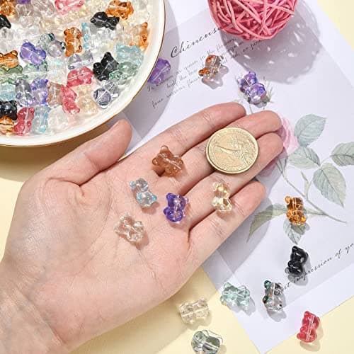 Stiesy Lot de 100 perles colorées en verre transparent pour la fabrication de bijoux, les loisirs créatifs, les bracelets