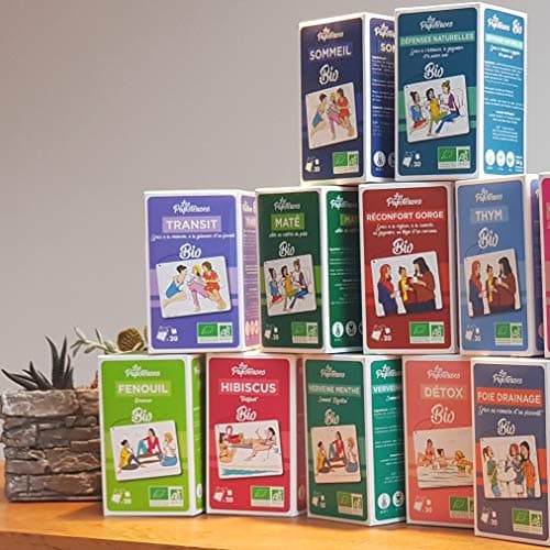LES PAPOTEUSES | Infusion bio ventre plat grâce à la mauve, la menthe poivrée et au fenouil | 60 infusettes | Coffret infusion de 3 boîtes de 20 sachets | Certifié biologique