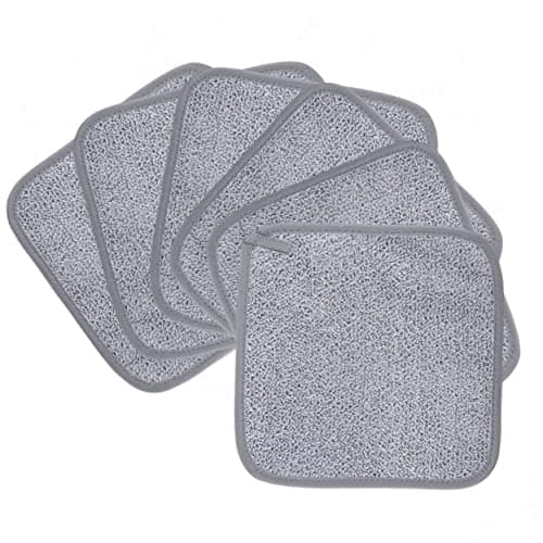 Polyte - 6 serviettes démaquillantes/pour le visage - en microfibres - hypoallergénique/sans produits chimiques - gris - 20 x 20 cm