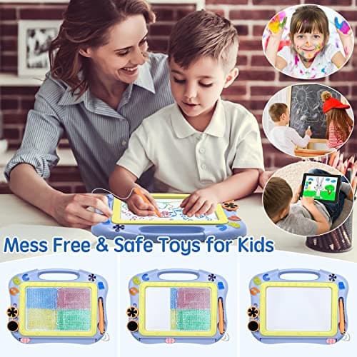 AiTuiTui Ardoise Magique Tableau, Planche à Dessin Magnétique pour Enfant Tablette de Croquis Effaçable Jouets créatifs avec 2 Timbres pour Les Cadeaux d'anniversaire pour Enfants