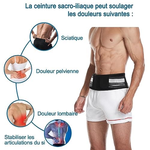 Paskyee Ceinture Sacro-iliaque améliorée pour les hanches et le bas du dos des femmes et des hommes qui soulagent les douleurs sciatiques, pelviennes, dans le bas du dos et des jambes