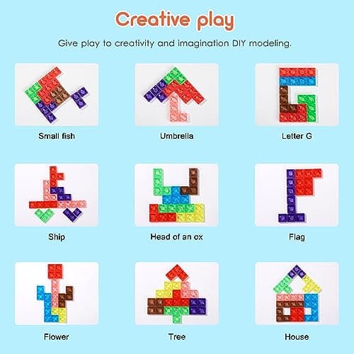 Montessori Puzzle Enfant 3 4 5 Ans, Tetris Tangram Puzzle Jigsaw Acrylique Jouets d'Entraînement Cérébra Jouets éducatifs Cadeaux pour Tout-Petits Garçons et Filles