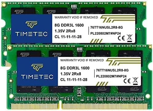 Timetec 16 Go KIT(2x8Go) DDR3L/DDR3 1600MHz PC3-12800 Non-ECC sans tampon 1.35 V/1.5 V CL11 2Rx8 double rang 204 broches SODIMM ordinateur portable PC ordinateur mémoire RAM Module mise à niveau