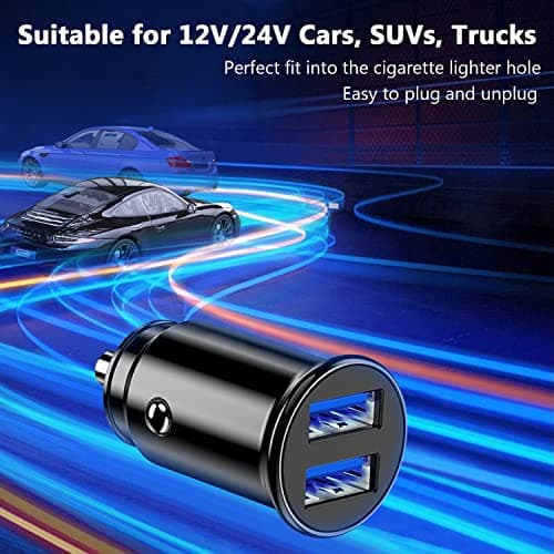 Hoembpn 1 à 2 Allume-Cigare Câble D'extension Prise Allume Cigare Socket Mâle vers Femelle Adaptateur Splitter avec LED Interrupteur Fusible 15A,12V/24V Mini Chargeur de Voiture USB Double