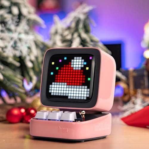 divoom Ditoo Enceinte Bluetooth avec Affichage LEDs, Reveil, et 10 Watts Audio pour Chambre, DIY, Anniversaire (Rose)