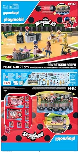 Playmobil 71344 Calendrier de l'Avent Miraculous Ladybug: Pique-Nique à Paris - Comprend Cinq Personnages et 24 Surprises excitantes - Dès 4 Ans