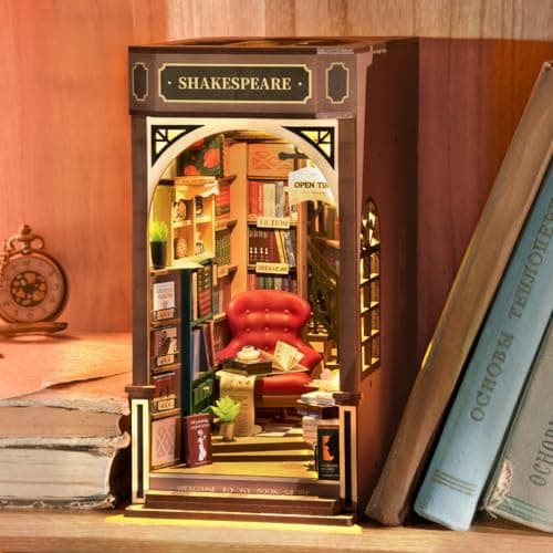 Rolife Book Nook Kit Maison Miniature à Construire Diy Maquette Adulte avec LED Lumières Décoration de Bibliothèque Livre Salon Booknook Puzzle 3D Bois Serre-Livres Diorama Idée Cadeau Femme (TGB07)