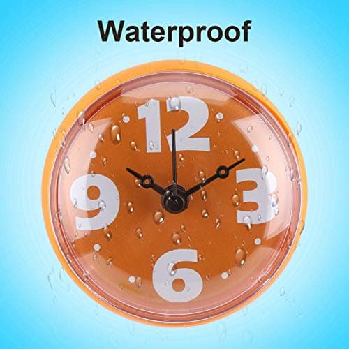 03 Horloges de Salle de Bain Horloge de Salle de Bain Murale, Horloge étanche extérieure Horloge étanche Horloge de Douche, pour Cuisine pour Salle de Bain(Orange)