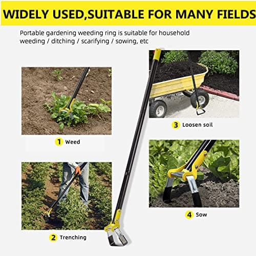 MELVTATA Houe de Jardin 152CM Houe à étrier pour Planter des légumes Outil de Jardinage agricole Houe à Main en Acier Inoxydable - Houe à Action réglable pour désherber/meubler Le Sol