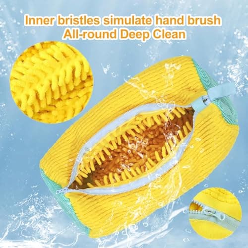 DUOJIN Sacs à Linge pour Chaussures Réutilisables Sac Lavage Chaussures Machine à Laver avec Fermeture Éclair, Filet Linge Machine à Laver Chaussures Protéger Chaussures (Jaune)