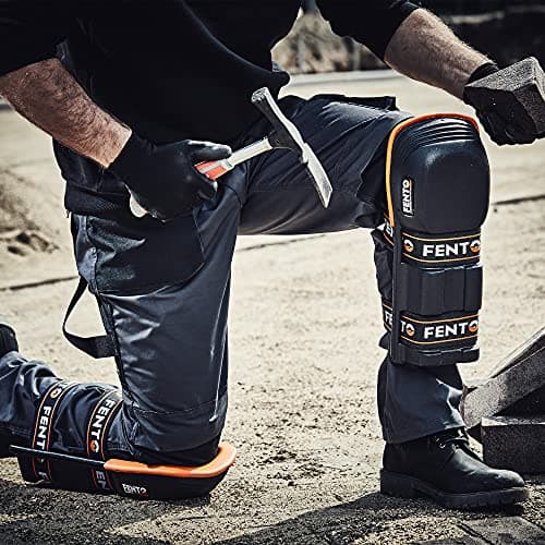FENTO Max | Genouillères extra longues pour homme | Protection des genoux robuste avec sangles réglables | Genouillères confortables pour sols, travaux de construction, toiture et aménagement paysager