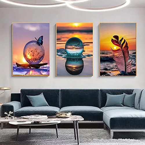 4 Pièces Peinture Diamant 5D, Kit Complet de Peinture Diamant, Broderie Diamant Kit Complet, DIY Diamant Painting Arts Artisanat Peinture Photos Décoration, pour Maison, Bureau, Décorer (30 x 40 cm)