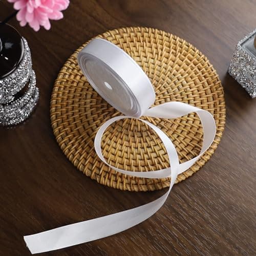 Ruban de satin blanc 20 mm x 22 m - Pour décoration de cadeau de ballons, mariage, baptême et anniversaire - Cadeau de Saint-Valentin