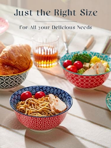 DOWAN Bols à Céréales en Porcelaine, 700ml Bol Petit Dejeuner/ de Soupe Micro Ondes, Grand bol Japonais à l'Avoine Mignons pour Pâtes, Petite Salade, Ragoûts, Riz, Poids Léger, Lot de 4