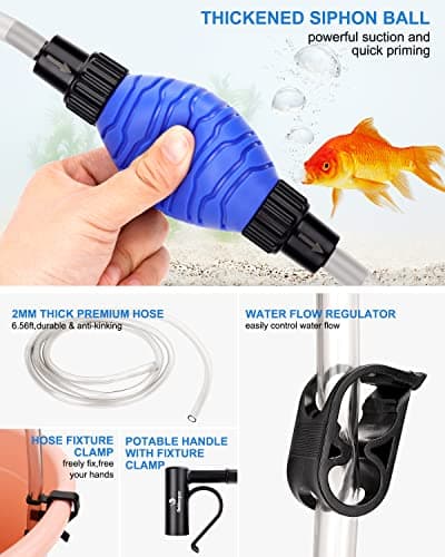 Aquarium Changer l'eau, Filtre de Sable de Nettoyage d'aquarium, réservoir de Poissons Kit de Nettoyage de Gravier d'aquarium avec débit d'eau réglable pour Le Nettoyage du Sable