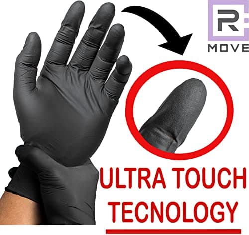 200 gants Nitrile M Noirs sans poussière, sans latex, hypoallergéniques, gants pour esthéticiennes, tatoueurs, domaines médicaux, manipulation des aliments gants jetables (Taille M)