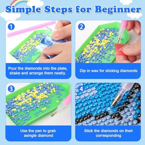 NAIMOER Diamond Painting éléphant Pour Enfants Adultes, Peinture Diamants Encadrés pour Enfants, 5D Diamant Art Animaux Enfants, Dessins animés Diamant Painting for Home Decor 8x8inch