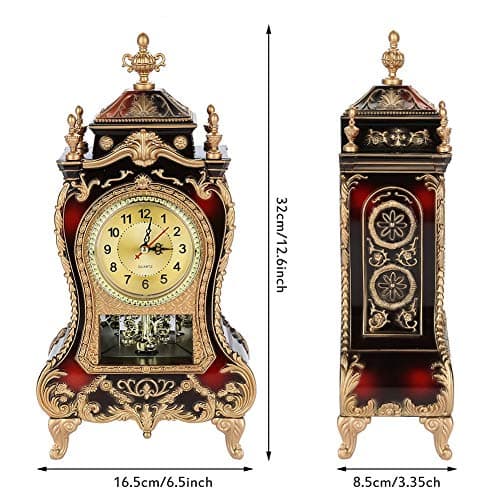 Haokaini Horloge de Bureau Vintage Rétro de Style Européen Horloge de Table Antique en Plastique Réveil Bureau Réveil pour La Maison Hôtel Salon Chambre Bureau Décor