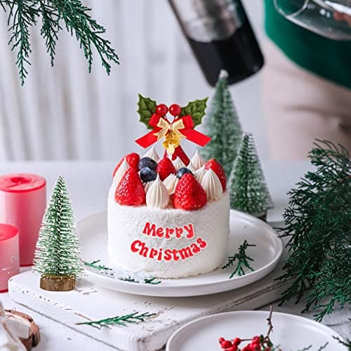 8Pièces Décoration Gâteau Cake Toppers Garniture Figurines Merry Christmas Père Noël Arbres Renne Cupcake Décor pour Fête Joyeux Noël