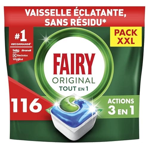 Fairy Original Tablettes Lave-vaisselle All In One, Regular, 116 Capsules, Efficaces Même Sur La Graisse Incrustée
