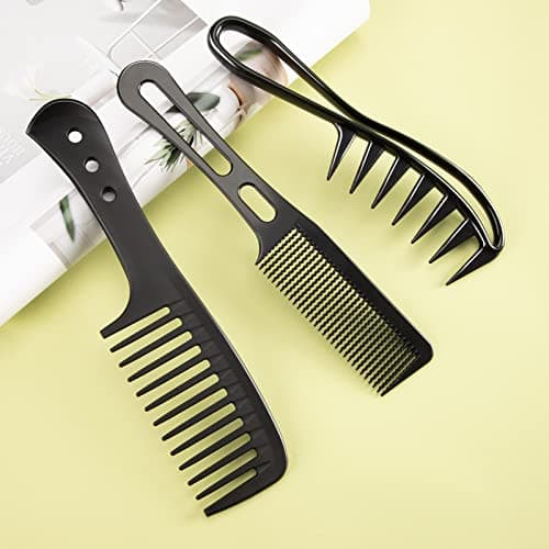 Peigne à Dents Larges Peigne de Requin Peigne de Cheveux pour Coiffure Peigne à Cheveux pour Hommes Femmes 3 Pièces Noir