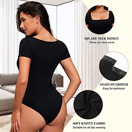 SUIUOI 2PCS Body Sculptant Femme Gainant Amincissant Ventre Plat, Invisible Shapewear Manche Courte Top,Sculptantes Bustier Bodysuit Contrôle Abdominale