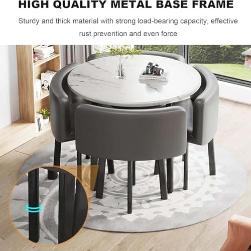 Générique Ensemble de Table à Manger avec Chaises Ensemble de Table à Manger Ronde Carrée avec Chaises Table de Conférence Moderne et 4 Chaises Combinaison Table de Réception,R,80cm/31.5in