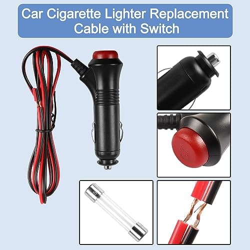 HATMINI 2PCS Prise d'alimentation allume-cigare 12V avec bouton de commutation intégré, câble mâle allume-cigare de voiture 22AWG avec fusible 5A pour produits à faible puissance inférieure à 36W-3,3F