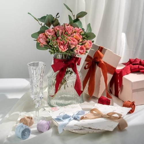 Ruban Cadeau Ruban Mousseline Mauve, 2.5cm x 6.4m Ruban de Décoration, MORSUNBELA Ruban de Noeud, Décoration Ruban Tissu pour Mariage fête Valentin Anniversaire Cadeaux - 3 rouleaux