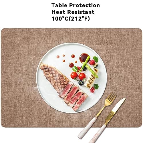 Set de Table et Dessous de Verre Myir JUN, Sets de Table Lavable Double Face Bicolore en Cuir, Set Table Antidérapants Faciles à Nettoyer, Set de Table Lot de 4