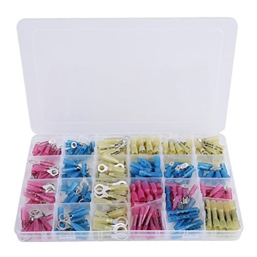 Lot de 240 connecteurs thermorétractables isolés thermiques et électriques avec bornes de fils Rouge & Bleu & Jaune