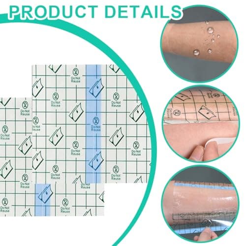 PRAOFRT 50 Pièces Pnsements waterproof Bandage Transparent Imperméable, Pansements Médicaux Transparent Imperméables Film Adhésif(10 * 10CM)