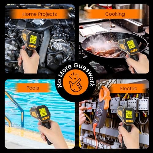 Thermomètre Infrarouge Laser Numérique Sans Contact Thermometre Cuisine -58°F~1112°F (-50°C~600°C) - Pour Patisserie, Chocolat, Bonbons, Barbec, Voiture, Viande, Conglateur - non pour les humains
