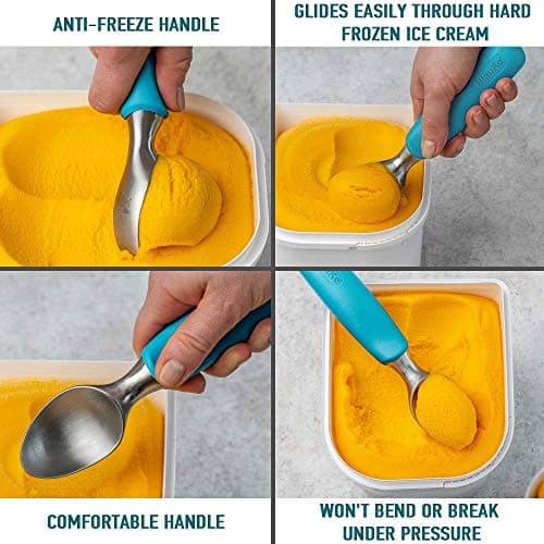 BlauKe® Cuillère à Glace en Acier Inoxydable avec Poignée Antidérapante Confortable – Cuillère Pelle à Crème Glacée Professionnelle – Sorbetiere Bouleuse Portionneuse à Glace – Idée Cadeau