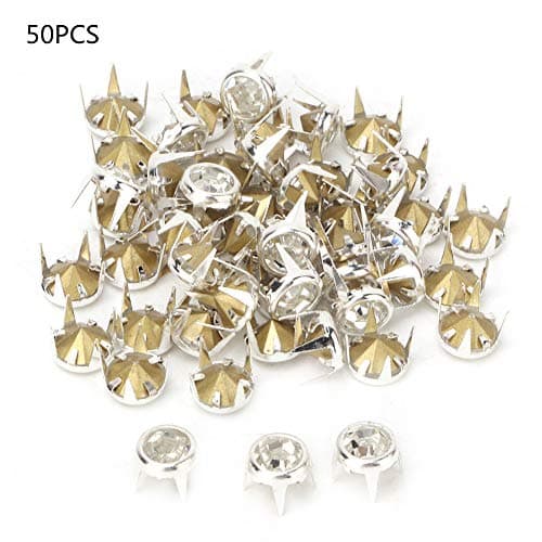 Strass A Rivet,Clou Pour Vetement,Crystal Beads,Goujons Et Pointes,Rivets En Crl Swarovski,Goujons Pour Vêtements 50 Pcs 7 Mm Bricolage Argent Rond Griffe A Grade Crl Strass Pour (Colette 7Mm Arge
