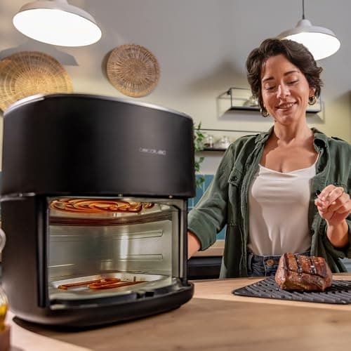 Cecotec Air Fryer Cecofry&Grill Duoheat 6500. Friteuse à Air sans Huile 6,5L, Grill, Plancha, Résistance Double, 2200W, Cuisson Uniforme, Idéale pour Viandes et Pizzas