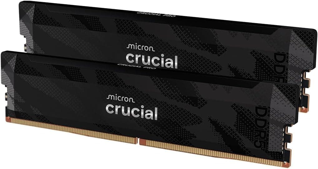 Crucial Pro RAM DDR5 32Go Kit (2x16Go) 6400MHz CL32, Overclocking Gaming, Mémoire pour Ordinateur de Bureau, Intel XMP 3.0 / AMD Expo, Noir - CP2K16G64C32U5B