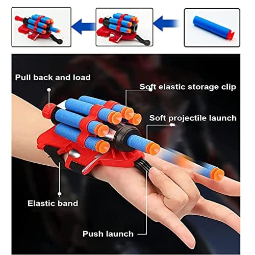 PTBWS Gant de Lanceur Spiderman, 2 Set Gant en Plastique, Jouets de Poignet Lanceur de héros d'araignée, pour Enfants pour la fête de Cosplay (B)