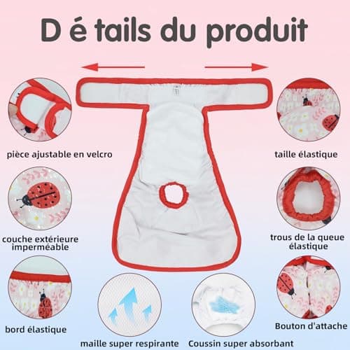 UFO PET Culotte Chiennes Chaleurs XS Réutilisables, Couche pour Chien Femelle Lavables (Lot de 3), Culotte très Absorbantes pour Chien avec Fermeture Forte et Flexible