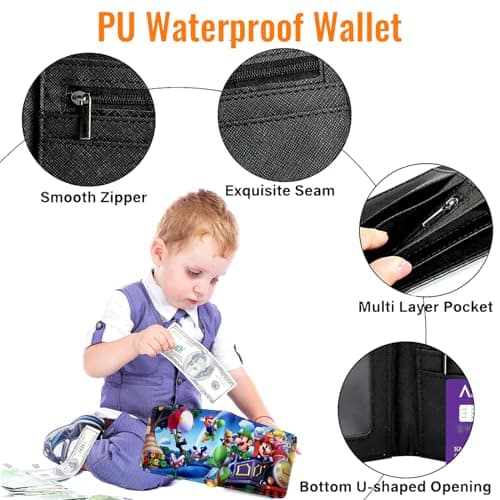 Benaton Portefeuille Enfant, Portefeuille Anime Cartoon PU Cuir, Porte-Monnaie Adolescents Anime Cartoon, Portefeuille Enfant Cartoon, Peut Contenir Une Petite Monnaie, Une Carte d'Identité (Bleu)