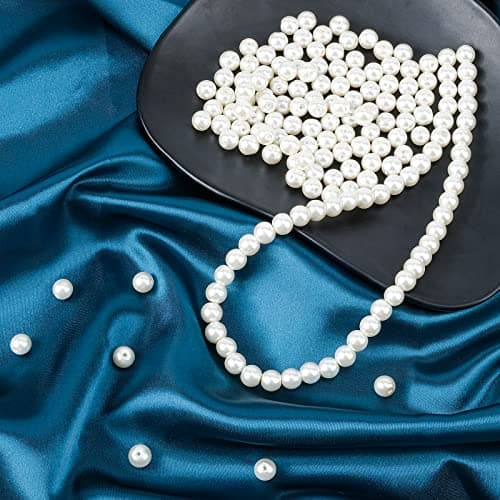 RUBY 270 Pièces Perles de Verre Blanche Perles Rondes 8MM avec Trou pour DIY Artisanat Colliers Bracelets Fabrication de Bijoux