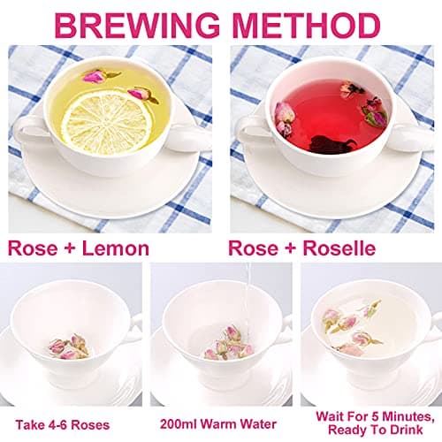 Plant Gift France Rose Buds, 50G/1.76oz 玫瑰 France Boutons de Rose, Pétales de Rose Rose, Tisane de Rose Douce, Anti-Stress et Magique, Soutien Immunitaire, Sans OGM, Sans Caféine