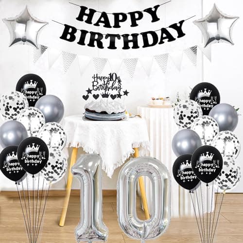 Noir Argent Décoration 20 ans anniversaire,Ballon 20 ans anniversaire Argent Noir,Ballon 20 ans anniversaire Femme,Décoration fête 20 ans,Décoration anniversaire 20 ans Homme Noir Argent