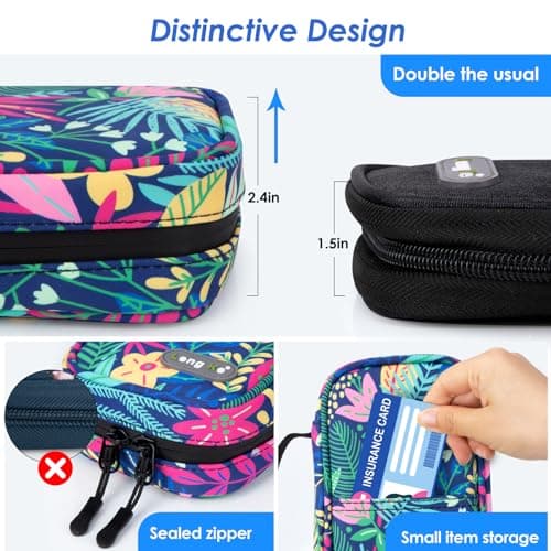 YOUSHARES Pochette Isotherme Insuline avec 2 Poche Glacière à Insuline - Trousse Isotherme Insuline, Sac Isotherme Transport Insuline pour Medicament Voyage, Stylo Insuline, Seringue, Forêt Tropicale