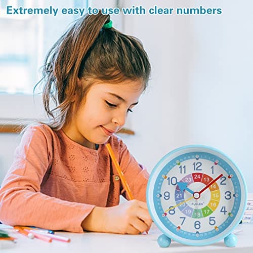 KIPIDA Réveil numérique pour enfant,Sans tic-tac,Réveil éducatif,Horloge pour enfant,Snooze,Réveil analogique,Réveil pour garçon et fille,Cadeau d'anniversaire pour enfants,étudiants,Réveil LED
