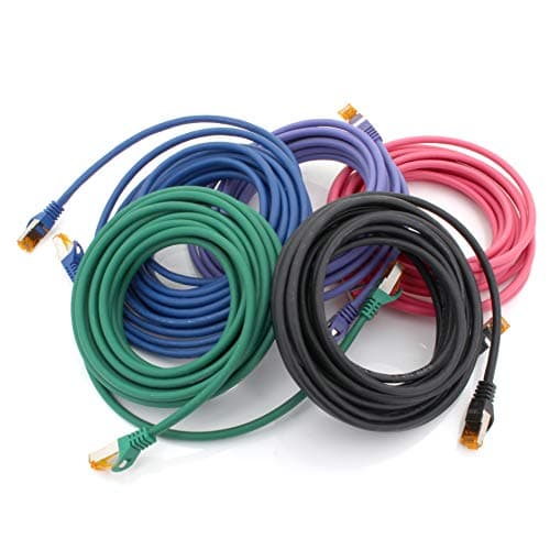 1aTTack.de 1m - Câble réseau Cat.7 5 couleurs 02-5 pièces Câble LAN Gigabit Ethernet Câble patch 10000 Mbits Câble Cat7 Câble S FTP PIMF blindage LSZH Câble brut Cat.7 Prise Rj45 Cat 6a - 5 x 1 mètre