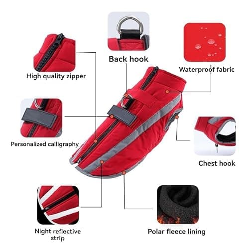 Veste d'hiver chaude personnalisée pour chien, réfléchissante, imperméable, coupe-vent, en polaire personnalisée pour animal de compagnie, par temps froid, avec nom et numéro de téléphone