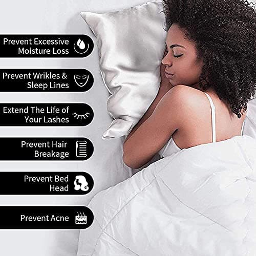 Taie d'oreiller en Soie pour Oreiller 100% Soie 22 Mommes Certifiée Oeko-TEX® Bienfaits Cheveux et Peau Anti Âge, Anti Acarien(65x65cm, White)