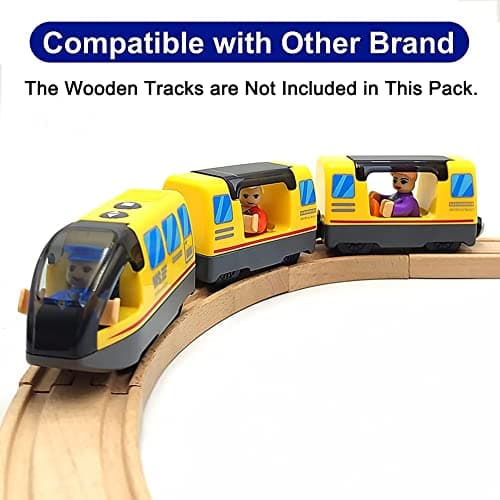 Kit de train d'action à piles pour rails de chemin de fer en bois (magnétique) - Compatible avec Thomas la locomotive, kit de train Brio pour les enfants âgés de 3, 4, 5 ans (sans voie en bois)